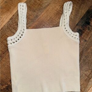 Aerie Cream Crochet Strap Tank